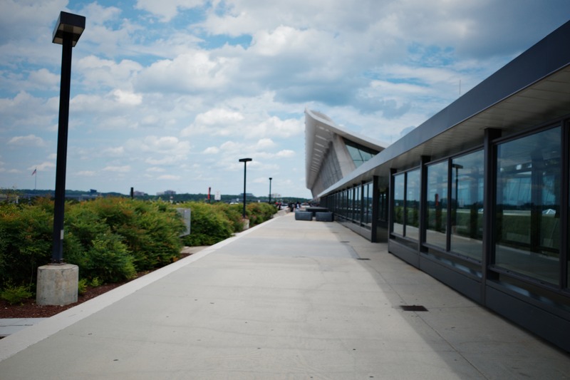 Urban Pathway Under Clouds