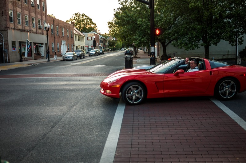 Urban Escape in a Red Corvette