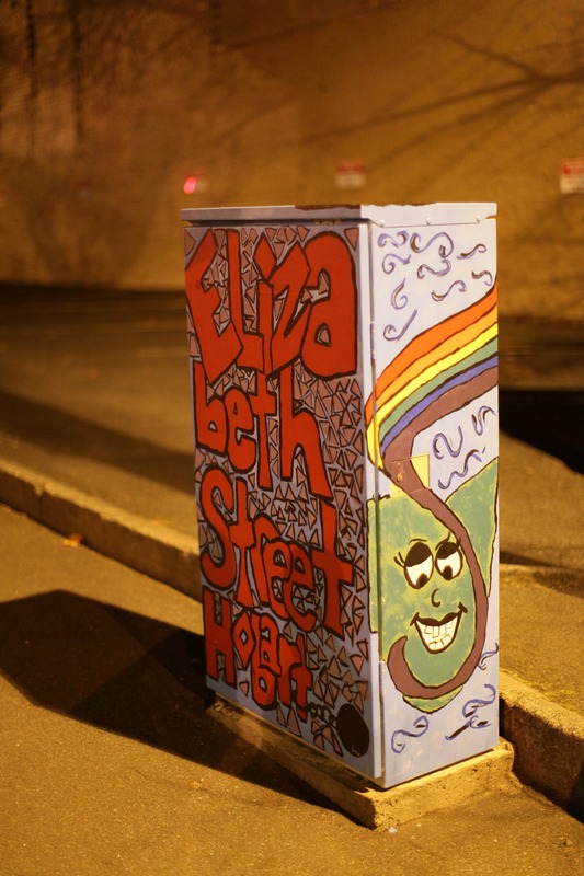 Whimsical Street Art at Night