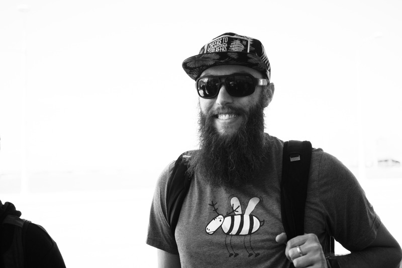 Joyful Traveler in Monochrome