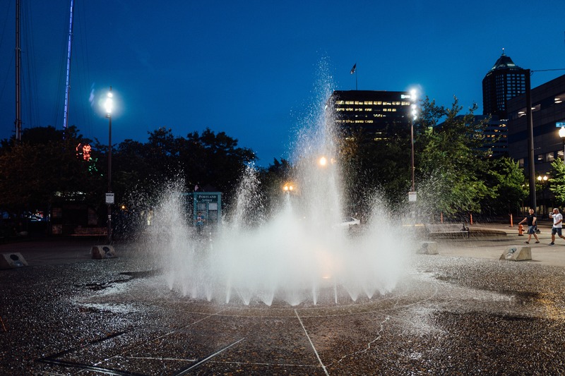 Dusk Fountain Serenity