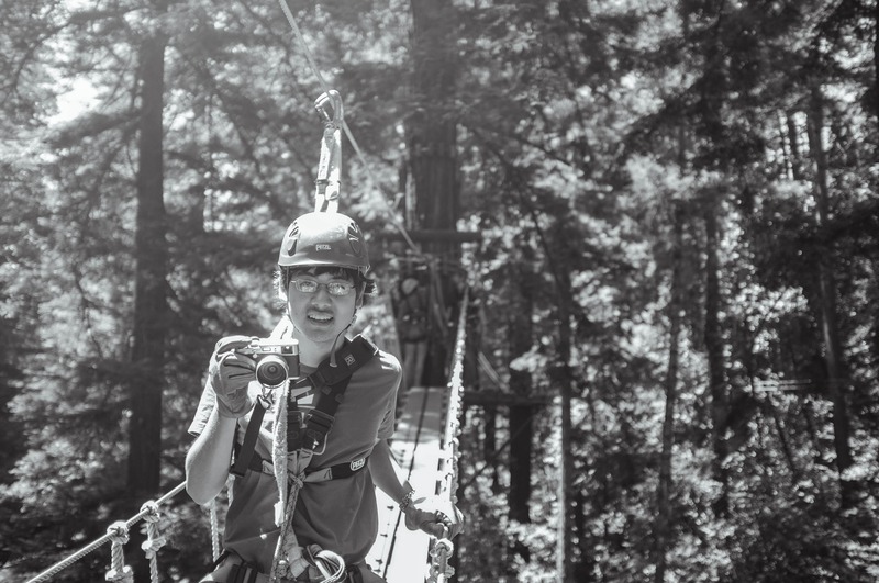 Adventurous Spirit on a Bridge