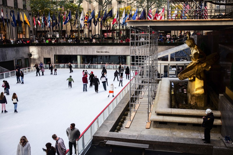 Urban Ice Skating Scene