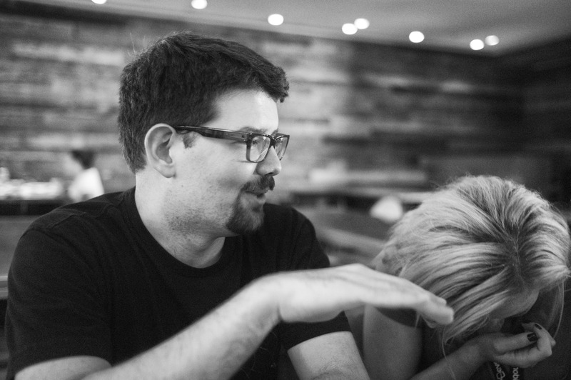 Candid Laughter in Monochrome