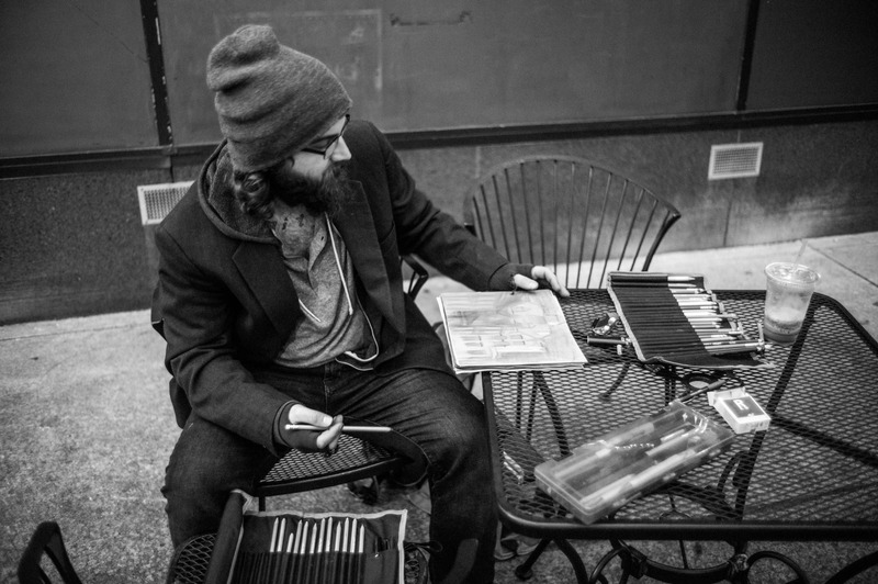 Artist at Work in Monochrome