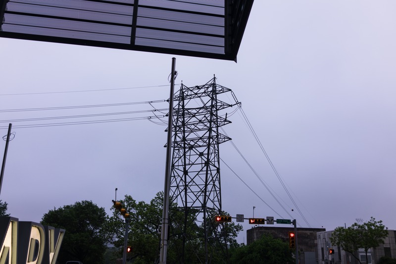 Urban Power Lines at Dusk