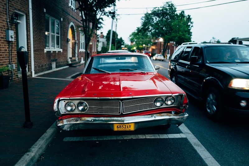Classic Red Car at Dusk