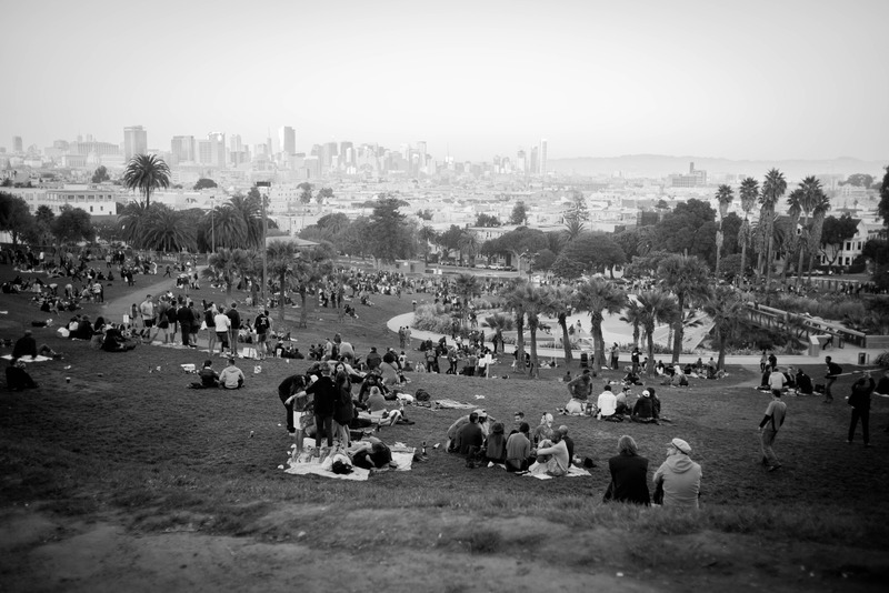 Urban Gathering in Monochrome