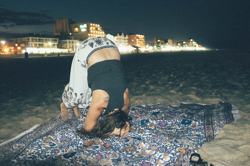 Meditative Beach Pose at Night