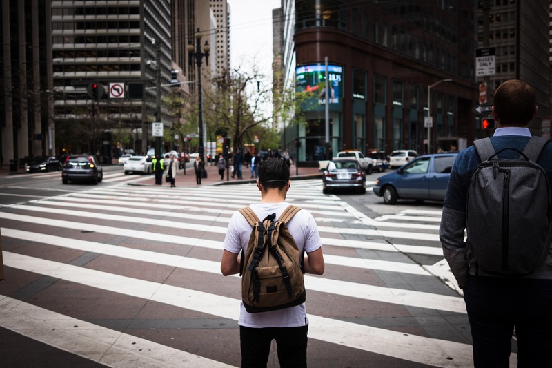 Urban Crosswalk Encounter