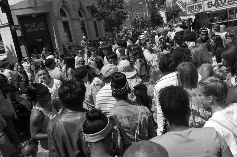 Urban Crowd in Black and White