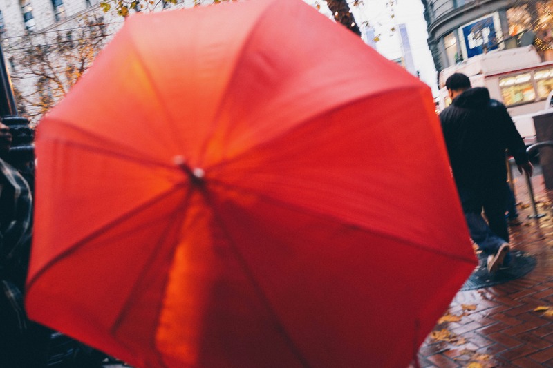 A Splash of Red in the Rain