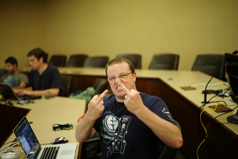Defiant Expression in a Study Room