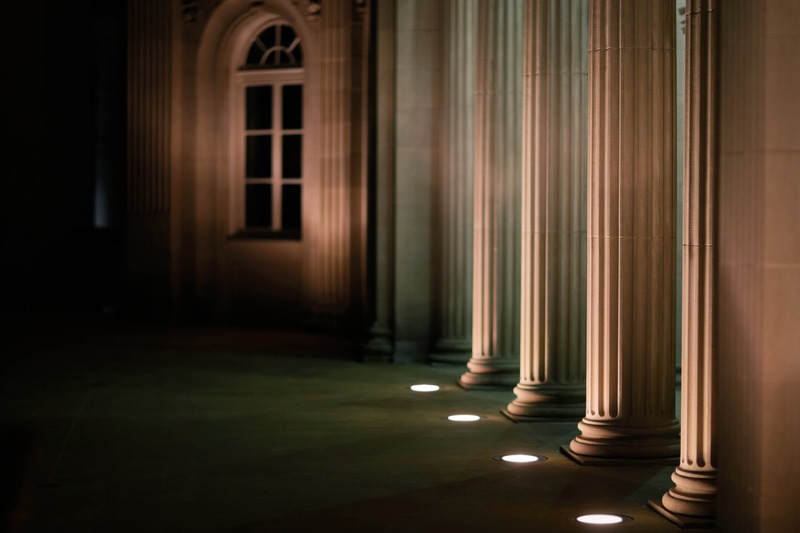 Illuminated Columns at Dusk