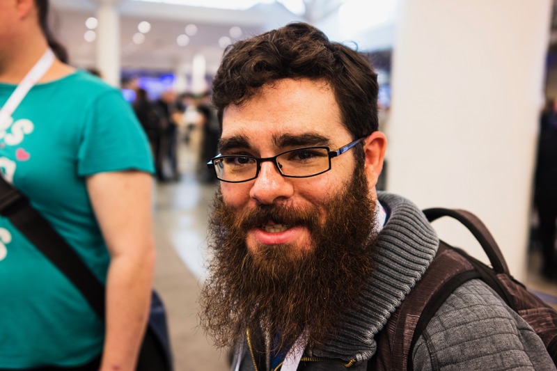 Candid Smile in a Crowded Space