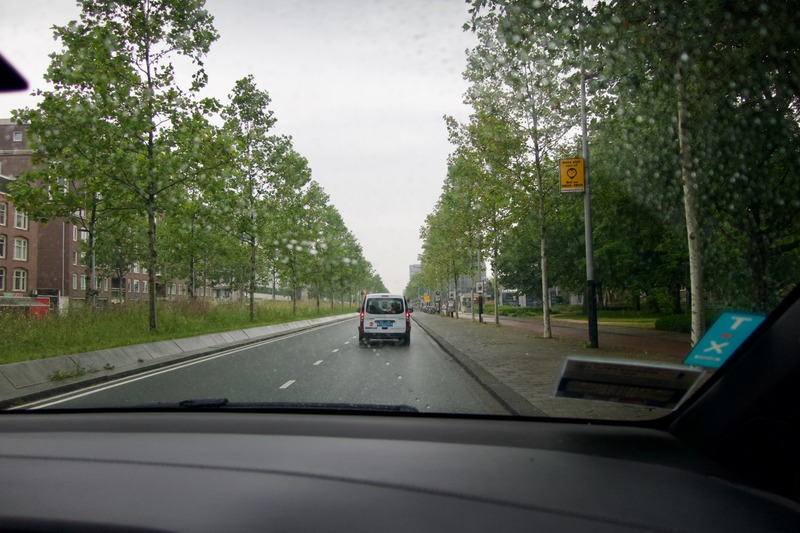 Rainy Drive Through City Streets
