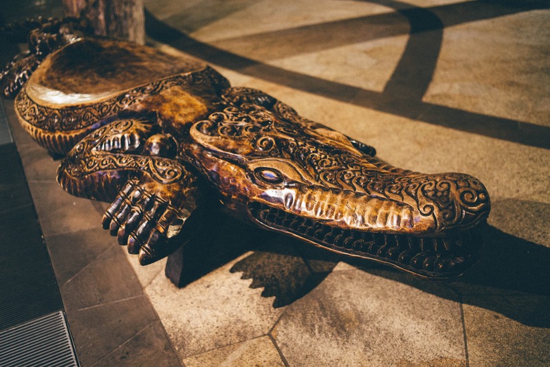 Intricate Crocodile Carving