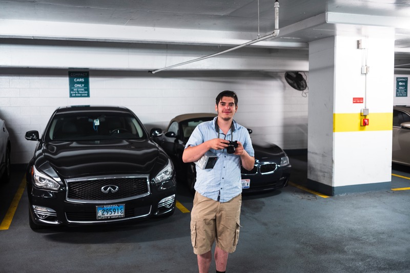 Casual Photographer in Parking Garage