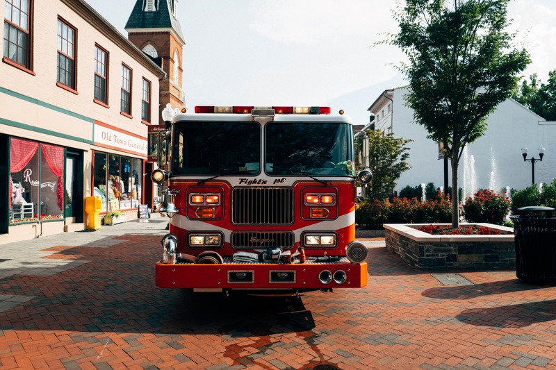 Fire Truck in Town Square