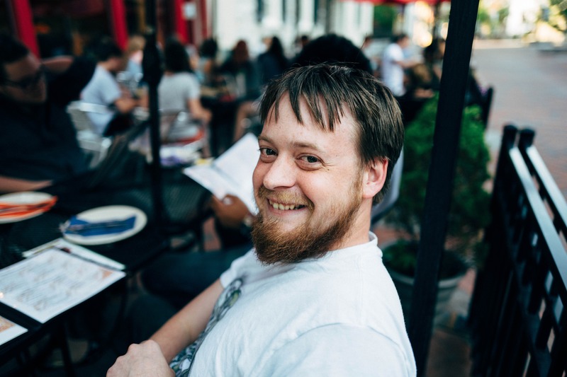 Joyful Moment at a Café