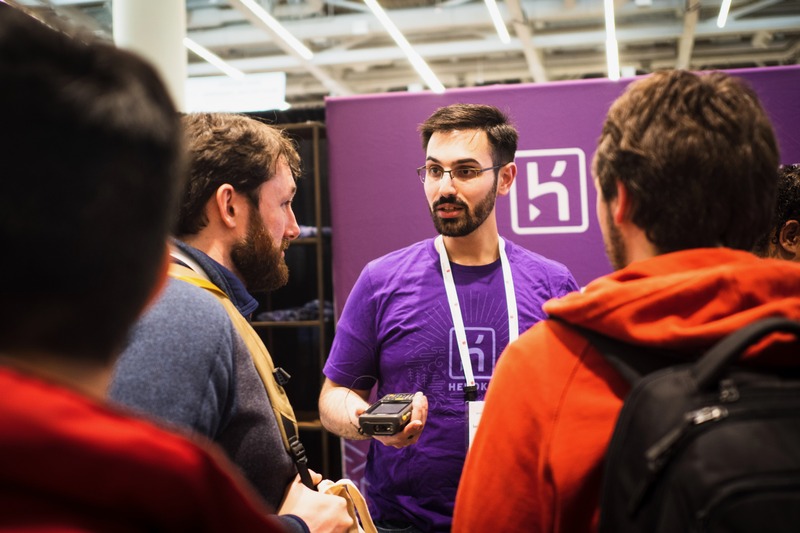 Engaged Conversation at a Booth