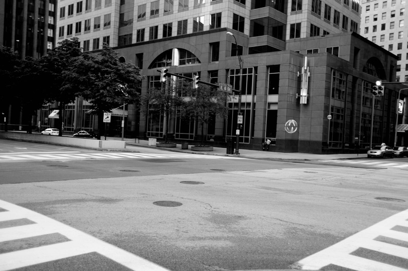 Urban Intersection in Monochrome