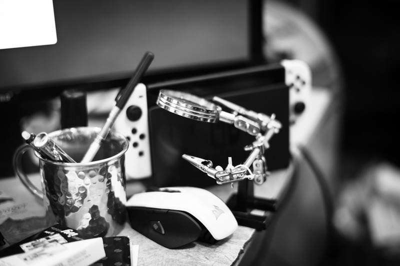 Monochrome Desk Scene