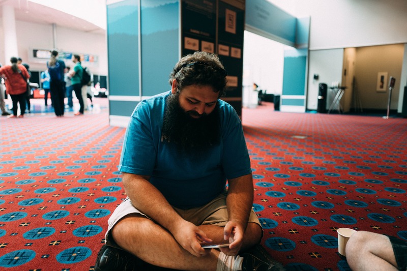 Contemplative Moment in a Crowded Space