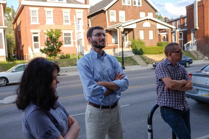 Pensive Crowd on a Street
