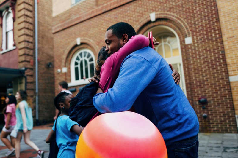 Joyful Embrace in the City