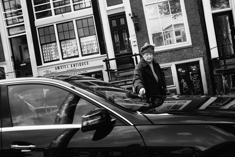 Urban Encounter in Black and White